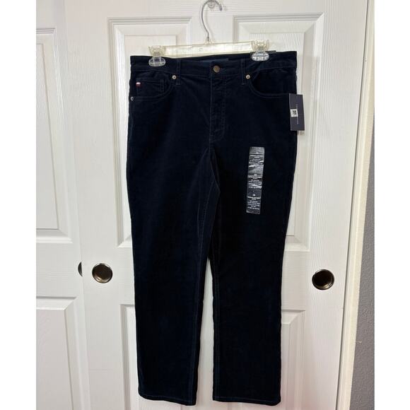 Tommy Hilfiger Tribeca Straight Ankle Corduroy Pants Blue Size 10 NWT - Picture 1 of 11